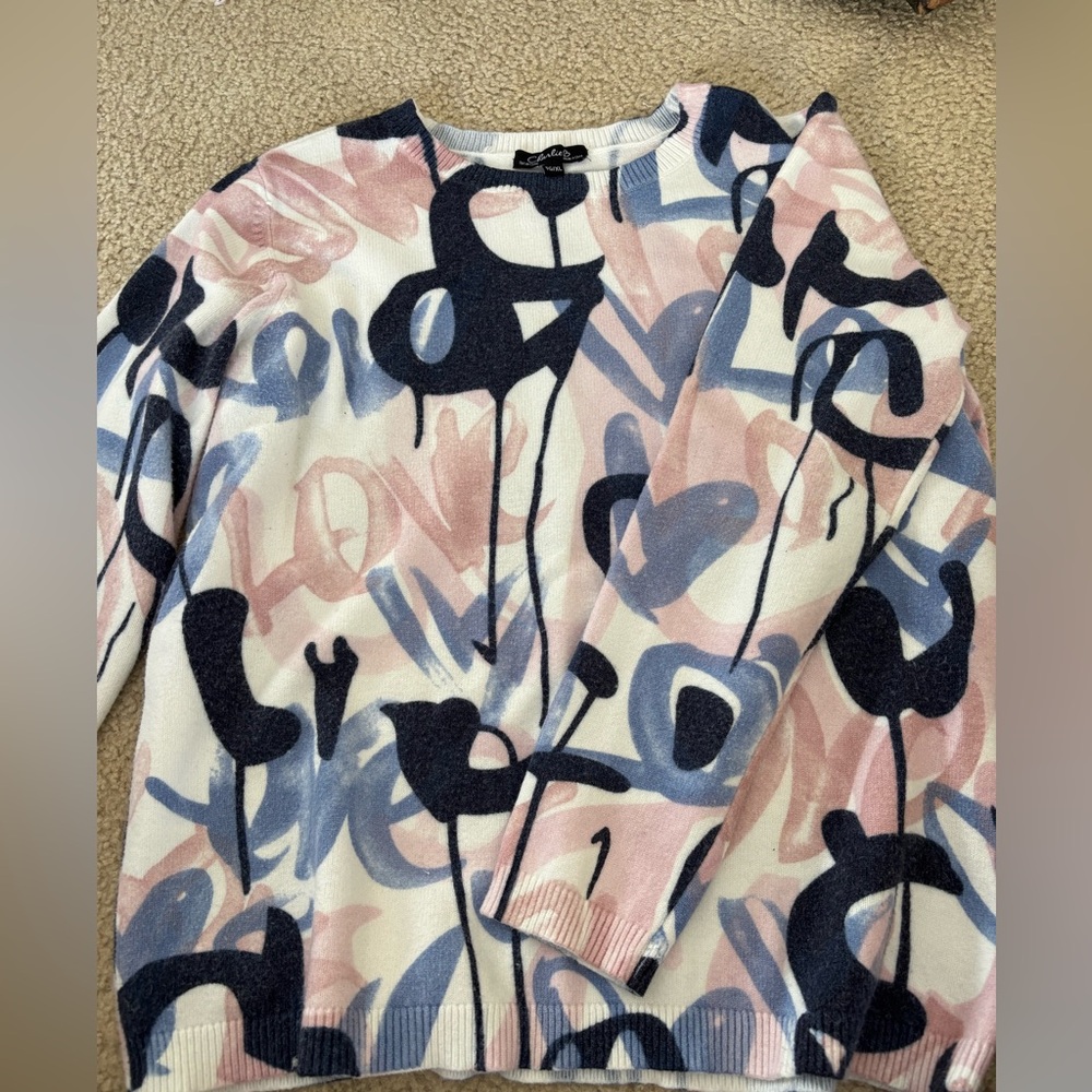 CHARLIE B Pink and Blue Abstract Sweater - Picture 8 of 9
